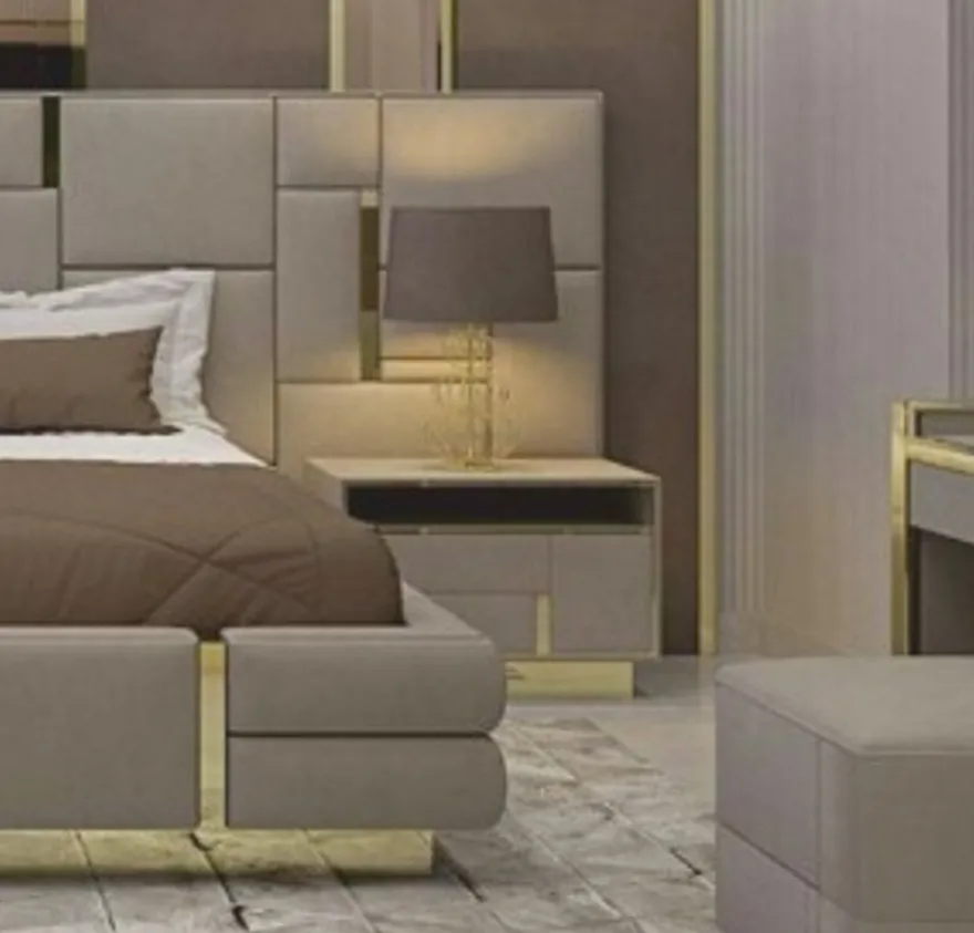 Casa Padrino Luxus Nachttisch Grau / Gold 65 cm - Luxus Hotel & Schlafzimmer Möbel
