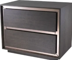 Casa Padrino Luxus Nachttisch Mokka / Bronzefarben 76,5 x 46 x H. 62 cm - Beistelltisch mit 2 Schubladen und Spiegelglas - Luxus Möbel