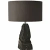 Casa Padrino Luxus Naturstein Tischleuchte Schwarz / Silber H. 56 cm - Schreibtischleuchte