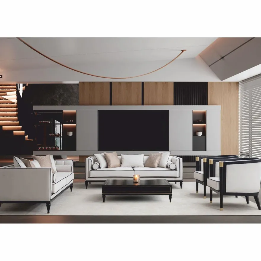 Casa Padrino Luxus Neoklassik Sofa Weiß / Schwarz / Messing 220 cm - Hotel Möbel