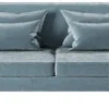 Casa Padrino Luxus Neoklassik Sofa Hellblau / Gold 152 x 97 x H. 85 cm - Wohnzimmer Sofa - Hotel Sofa - Wohnzimmer Möbel - Hotel Möbel - Luxus Möbel - Neoklassik Möbel