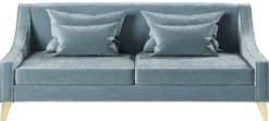 Casa Padrino Luxus Neoklassik Sofa Hellblau / Gold 152 x 97 x H. 85 cm - Wohnzimmer Sofa - Hotel Sofa - Wohnzimmer Möbel - Hotel Möbel - Luxus Möbel - Neoklassik Möbel