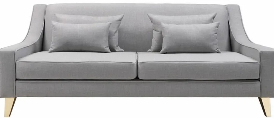 Casa Padrino Luxus Neoklassik Sofa Grau / Gold 202 x 94 x H. 85 cm - Wohnzimmer Sofa - Hotel Sofa - Wohnzimmer Möbel - Hotel Möbel - Luxus Möbel - Neoklassik Möbel