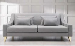Casa Padrino Luxus Neoklassik Sofa Grau / Gold 202 x 94 x H. 85 cm - Wohnzimmer Sofa - Hotel Sofa - Wohnzimmer Möbel - Hotel Möbel - Luxus Möbel - Neoklassik Möbel