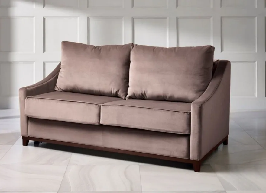Casa Padrino Luxus Neoklassik Sofa Altrosa / Dunkelbraun Hochglanz 179 x 101 x H. 97 cm - Wohnzimmer Sofa mit Schlaffunktion - Wohnzimmer Möbel - Luxus Möbel - Neoklassik Möbel