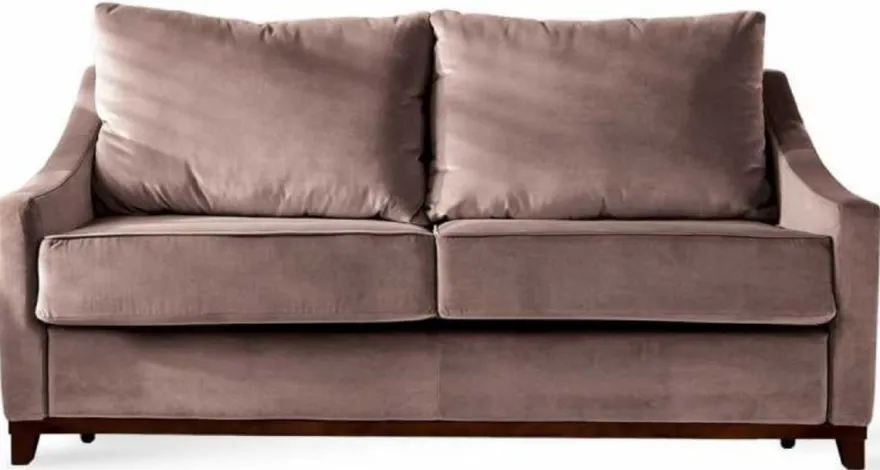 Casa Padrino Luxus Neoklassik Sofa Altrosa / Dunkelbraun Hochglanz 179 x 101 x H. 97 cm - Wohnzimmer Sofa mit Schlaffunktion - Wohnzimmer Möbel - Luxus Möbel - Neoklassik Möbel