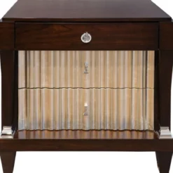 Casa Padrino Luxus Neoklassisches Schlafzimmer Set Hellbeige / Dunkelbraun / Silber - 1 Doppelbett mit Kopfteil & 2 Nachtkommoden - Neoklassische Schlafzimmer Möbel