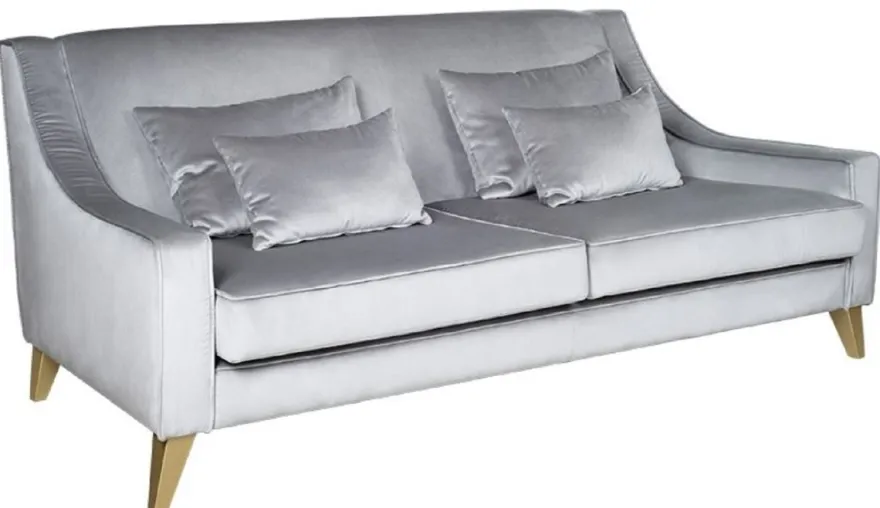 Casa Padrino Luxus Neoklassik Sofa Silber / Gold 202 x 94 x H. 85 cm - Wohnzimmer Sofa - Hotel Sofa - Wohnzimmer Möbel - Hotel Möbel - Luxus Möbel - Neoklassik Möbel