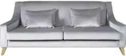 Casa Padrino Luxus Neoklassik Sofa Silber / Gold 202 x 94 x H. 85 cm - Wohnzimmer Sofa - Hotel Sofa - Wohnzimmer Möbel - Hotel Möbel - Luxus Möbel - Neoklassik Möbel