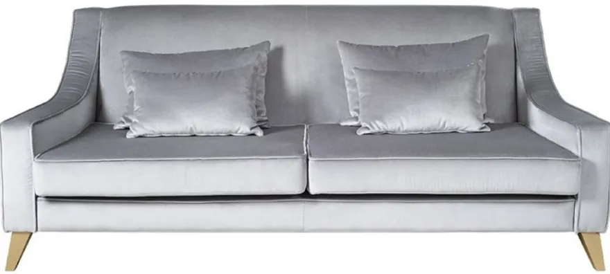 Casa Padrino Luxus Neoklassik Sofa Silber / Gold 202 x 94 x H. 85 cm - Wohnzimmer Sofa - Hotel Sofa - Wohnzimmer Möbel - Hotel Möbel - Luxus Möbel - Neoklassik Möbel