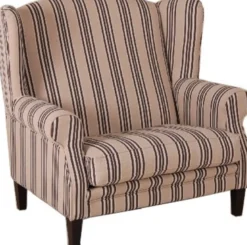 Casa Padrino Luxus Ohrensessel 1 1/2 Sitzer in Creme mit Streifenmuster, Breite 122 cm, Höhe 90 cm