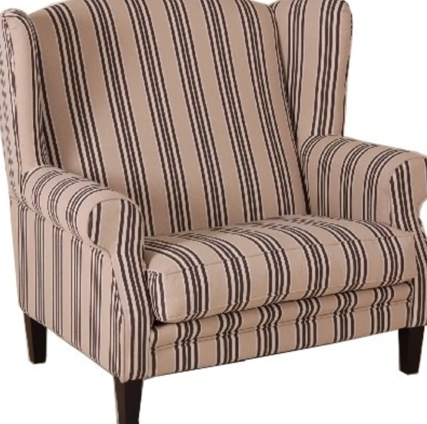 Casa Padrino Luxus Ohrensessel 1 1/2 Sitzer in Creme mit Streifenmuster, Breite 122 cm, Höhe 90 cm