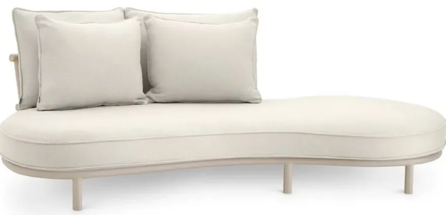 Casa Padrino Luxus Outdoor Garten Sofa Linke Seite Weißgrau / Sandfarben 220 cm - Luxus Garten Möbel