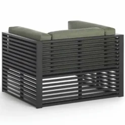 Casa Padrino Luxus Outdoor Garten Sessel Grün / Schwarz 100 cm - Hotel & Garten Möbel