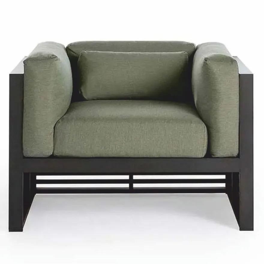 Casa Padrino Luxus Outdoor Garten Sessel Grün / Schwarz 100 cm - Hotel & Garten Möbel