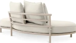 Casa Padrino Luxus Outdoor Garten Sofa Rechte Seite Weißgrau / Sandfarben 220 cm - Luxus Garten Möbel
