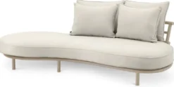 Casa Padrino Luxus Outdoor Garten Sofa Rechte Seite Weißgrau / Sandfarben 220 cm - Luxus Garten Möbel