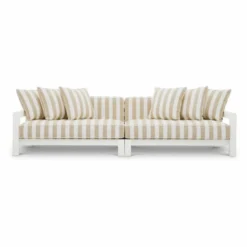 Casa Padrino Luxus Outdoor Garten Sofa Matt Weiß / Beige 273,5 cm - Luxus Garten Möbel