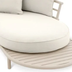 Casa Padrino Luxus Outdoor Garten Sofa Weißgrau / Sandfarben 330 cm - Luxus Garten Möbel