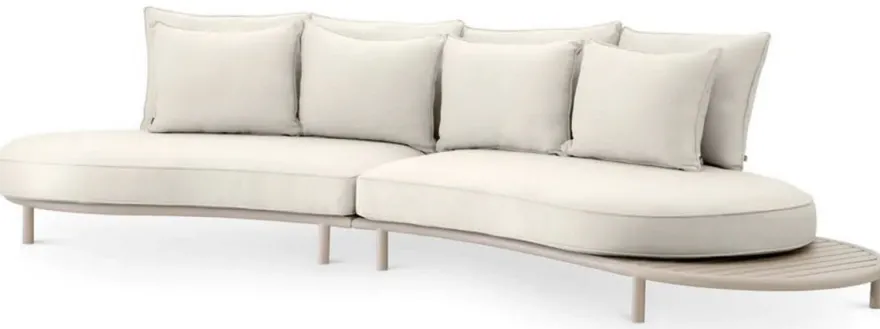 Casa Padrino Luxus Outdoor Garten Sofa Weißgrau / Sandfarben 330 cm - Luxus Garten Möbel