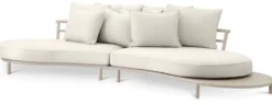 Casa Padrino Luxus Outdoor Garten Sofa Weißgrau / Sandfarben 330 cm - Luxus Garten Möbel