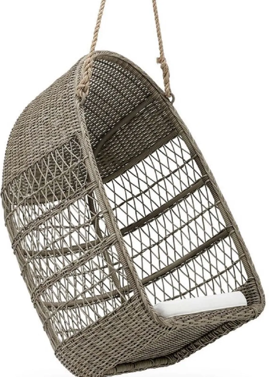 Casa Padrino Luxus Outdoor Hängesessel Antik Grau / Weiß 66 x 63 x H. 113 cm - Wetterbeständiger Garten & Terrassen Hängesessel - Garten & Terrassen Möbel - Luxus Qualität