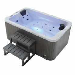 Casa Padrino Luxus Outdoor Jacuzzi Weiß / Schwarz / Grau 175 cm - Garten Whirlpool