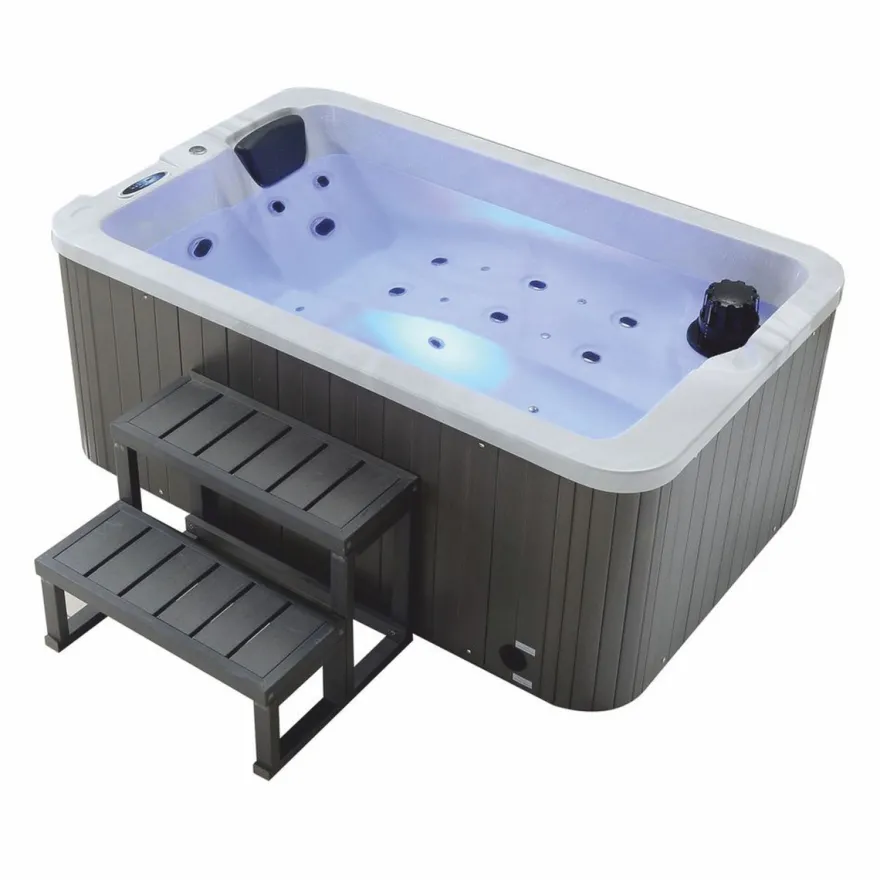 Casa Padrino Luxus Outdoor Jacuzzi Weiß / Schwarz / Grau 175 cm - Garten Whirlpool