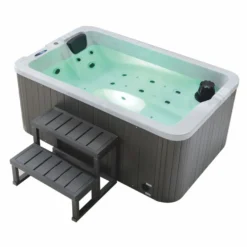 Casa Padrino Luxus Outdoor Jacuzzi Weiß / Schwarz / Grau 175 cm - Garten Whirlpool