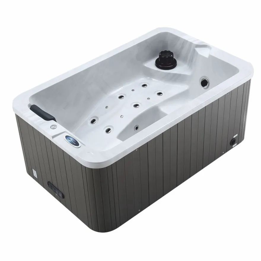 Casa Padrino Luxus Outdoor Jacuzzi Weiß / Schwarz / Grau 175 cm - Garten Whirlpool