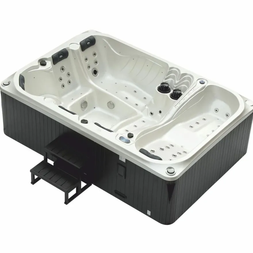 Casa Padrino Luxus Outdoor Jacuzzi Weiß / Schwarz 320 cm - Garten Whirlpool