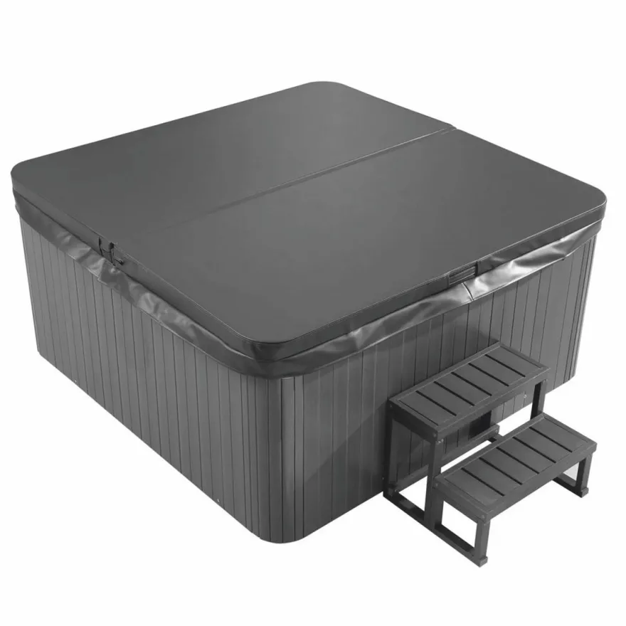Casa Padrino Luxus Outdoor Jacuzzi Weiß / Schwarz / Grau 200 cm - Garten Whirlpool