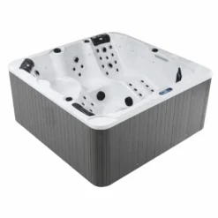 Casa Padrino Luxus Outdoor Jacuzzi Weiß / Schwarz / Grau 200 cm - Garten Whirlpool
