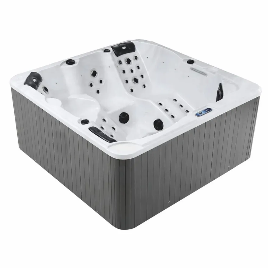 Casa Padrino Luxus Outdoor Jacuzzi Weiß / Schwarz / Grau 200 cm - Garten Whirlpool
