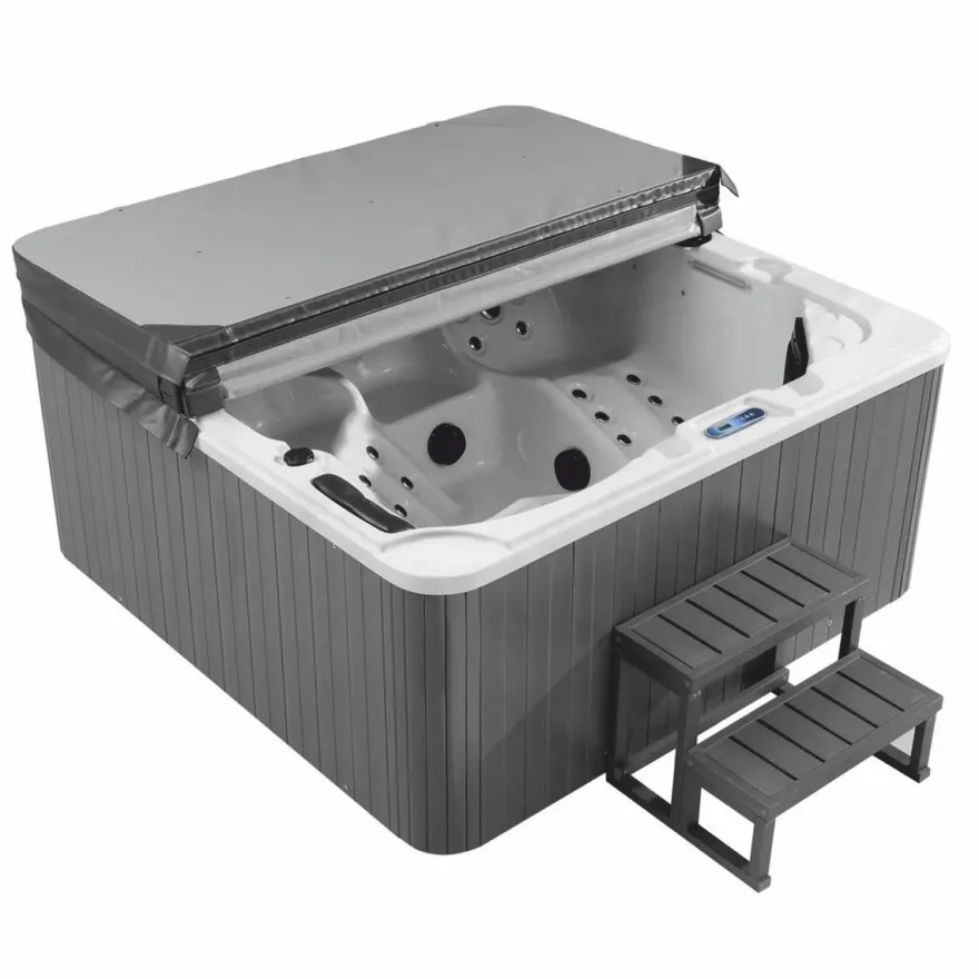 Casa Padrino Luxus Outdoor Jacuzzi Weiß / Schwarz / Grau 200 cm - Garten Whirlpool