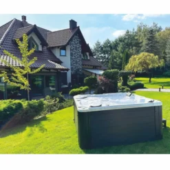 Casa Padrino Luxus Outdoor Jacuzzi Weiß / Schwarz / Grau 200 cm - Garten Whirlpool