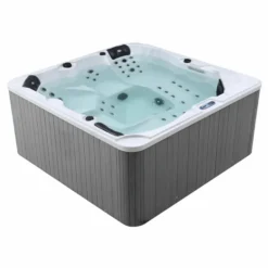 Casa Padrino Luxus Outdoor Jacuzzi Weiß / Schwarz / Grau 200 cm - Garten Whirlpool