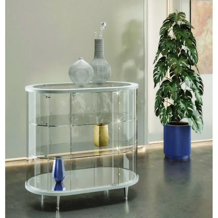 Casa Padrino Luxus Oval-Theken-Vitrine 96 x 56 cm H. 93 cm - Ladeneinrichtung - Boutique Möbel - Made in Italy