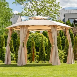 Casa Padrino Luxus Pavillon Beige 360 x H. 270 cm - Garten & Terrassen Möbel