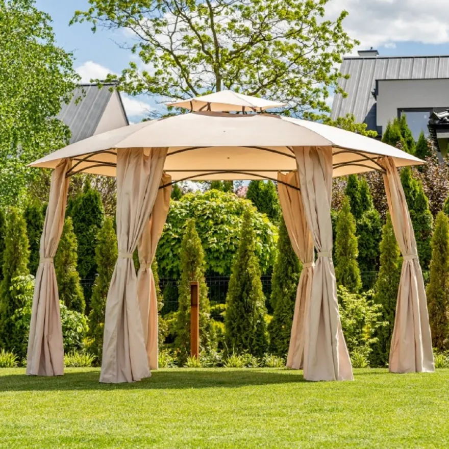 Casa Padrino Luxus Pavillon Beige 360 x H. 270 cm - Garten & Terrassen Möbel