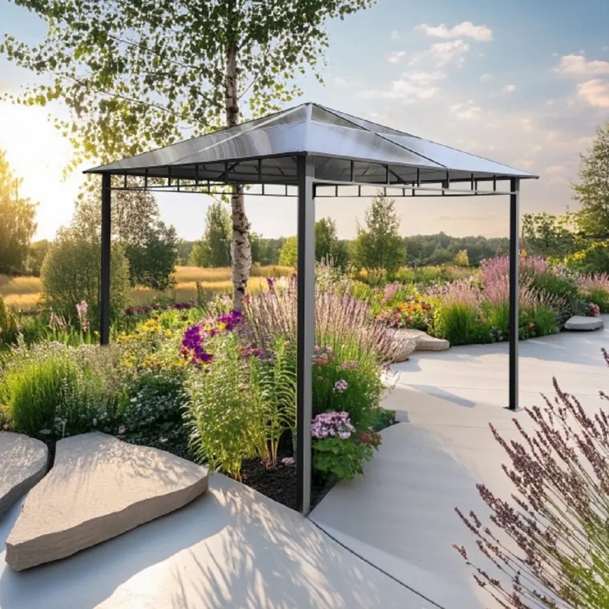 Casa Padrino Luxus Pavillon Grau 300 x H. 260 cm - Garten & Terrassen Möbel