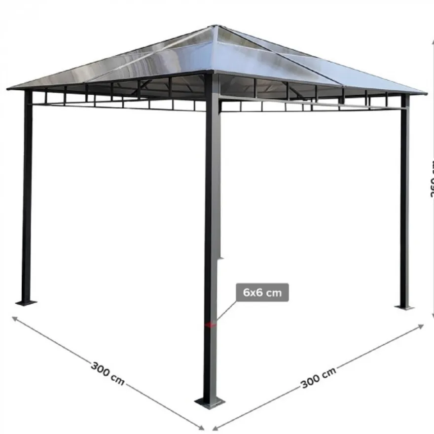 Casa Padrino Luxus Pavillon Grau 300 x H. 260 cm - Garten & Terrassen Möbel