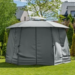 Casa Padrino Luxus Pavillon Grau 360 x H. 270 cm - Garten & Terrassen Möbel