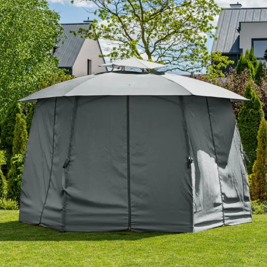 Casa Padrino Luxus Pavillon Grau 360 x H. 270 cm - Garten & Terrassen Möbel