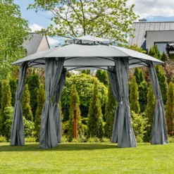 Casa Padrino Luxus Pavillon Grau 360 x H. 270 cm - Garten & Terrassen Möbel