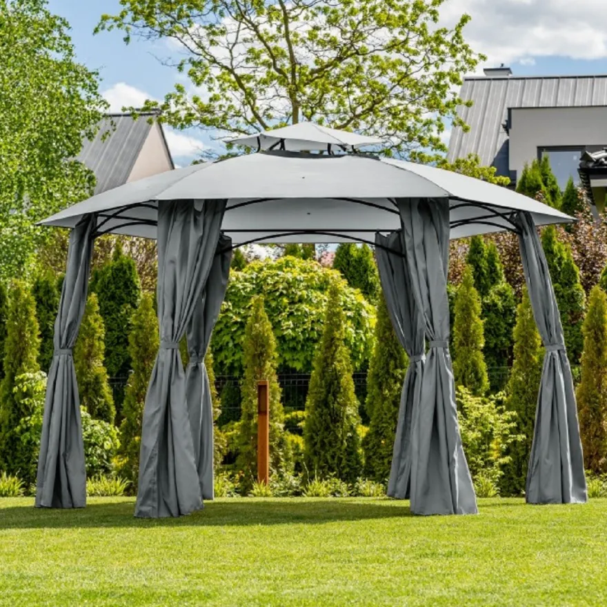Casa Padrino Luxus Pavillon Grau 360 x H. 270 cm - Garten & Terrassen Möbel