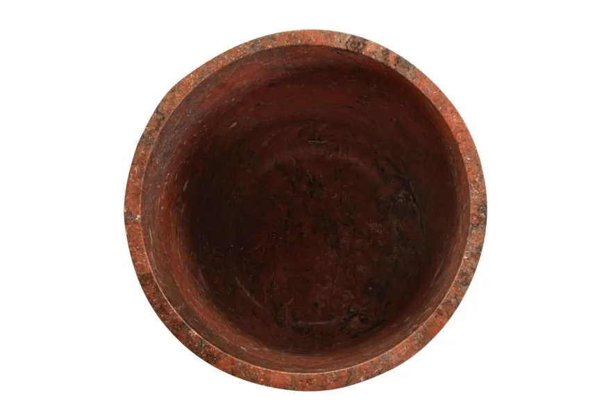 Casa Padrino Luxus Pflanzgefäß Ø 46 x H. 70 cm - Großes rundes Pflanzgefäß und Bodenvase Caliza aus hochwertigem Java Rosso Marmor - Luxus Deko Accessoires