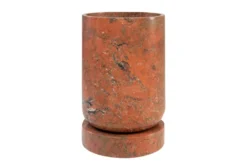 Casa Padrino Luxus Pflanzgefäß Ø 46 x H. 70 cm - Großes rundes Pflanzgefäß und Bodenvase Caliza aus hochwertigem Java Rosso Marmor - Luxus Deko Accessoires