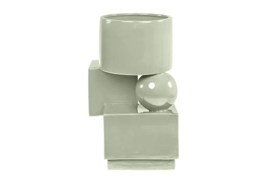 Casa Padrino Luxus Pflanzgefäß Grün 30,5 x 30 x H. 50 cm - Steingut Pflanzgefäß und Beistelltisch im Mint Green Finish - Luxus Deko Accessoires