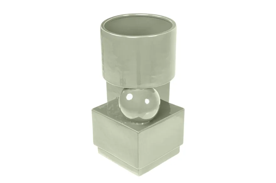 Casa Padrino Luxus Pflanzgefäß Grün 30,5 x 30 x H. 50 cm - Steingut Pflanzgefäß und Beistelltisch im Mint Green Finish - Luxus Deko Accessoires